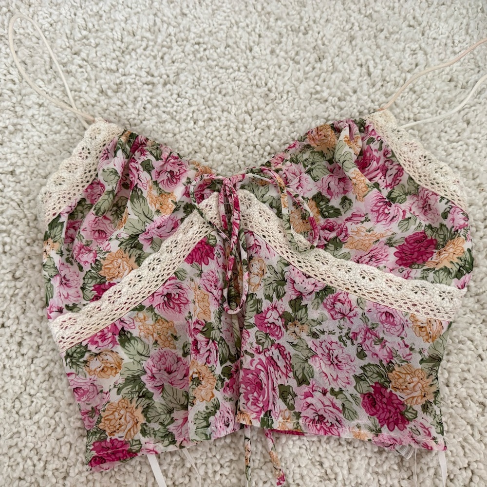 Princess Polly Floral Lace Trim Camisole Top